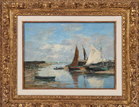 Trouville. Les jetées à marée basse, vers 1888-1895 by EUGÈNE BOUDIN (FRANCE/ 1824-1898), a work of fine art assessed by Morin Williams Expertise, sold at auction.